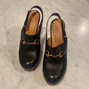 Gucci Clogs Heels Black Gold Horse bit Size 38.5 (8)